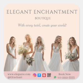 Adesivo Quadrado Pink Bridal Bliss Celebrate Love Happiness Wedding