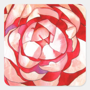 Adesivo Quadrado Pink Camellia abstrato pintura de arte original