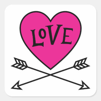 Adesivo Quadrado Pink Heart Cupid's Bows LOVE 