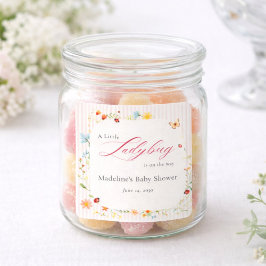 Adesivo Quadrado Pink Ladybug Wildflower Garden Baby Shower