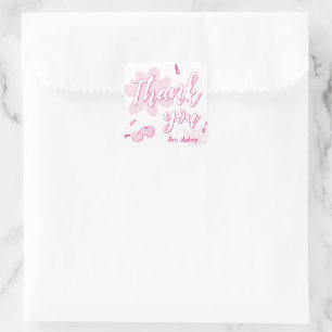Adesivo Quadrado Pink Malibu Venha Amigas de Aniversário Obrigada