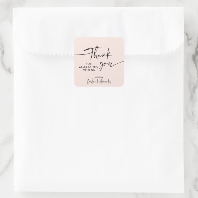 Adesivo Quadrado Pink modern, simple Thank You Sticker (Bolsa)