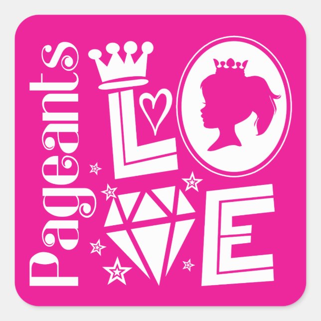 Adesivo Quadrado Pink Pageant Princess Love - Beleias (Frente)