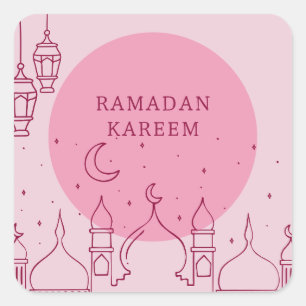 Adesivo Quadrado Pink Ramadan Kareem, de férias, Sticker