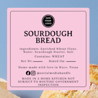 Adesivo Quadrado Pink Sourdough Ingredient Cottage Law Sticker