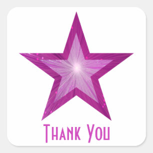 Adesivo Quadrado Pink Star "Obrigado"