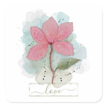 Pink Watercolor Flower Love