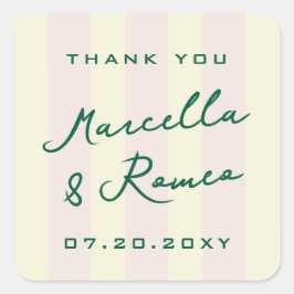 Adesivo Quadrado Pink Yellow Vertical Stripes Modern Thank You