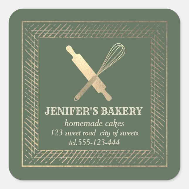 Adesivo Quadrado Pino de ouro profissional, couve-cozinheira (Frente)