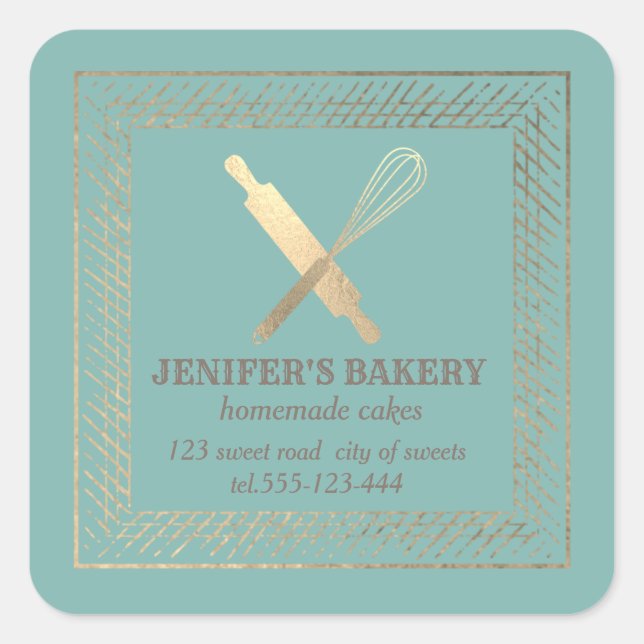 Adesivo Quadrado Pino de ouro profissional, couve-cozinheira (Frente)