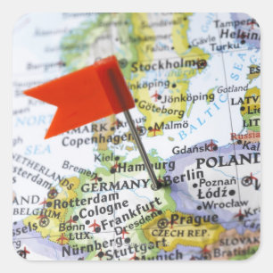 Adesivo Quadrado Pino do mapa colocado em Berlim, Alemanha no mapa.