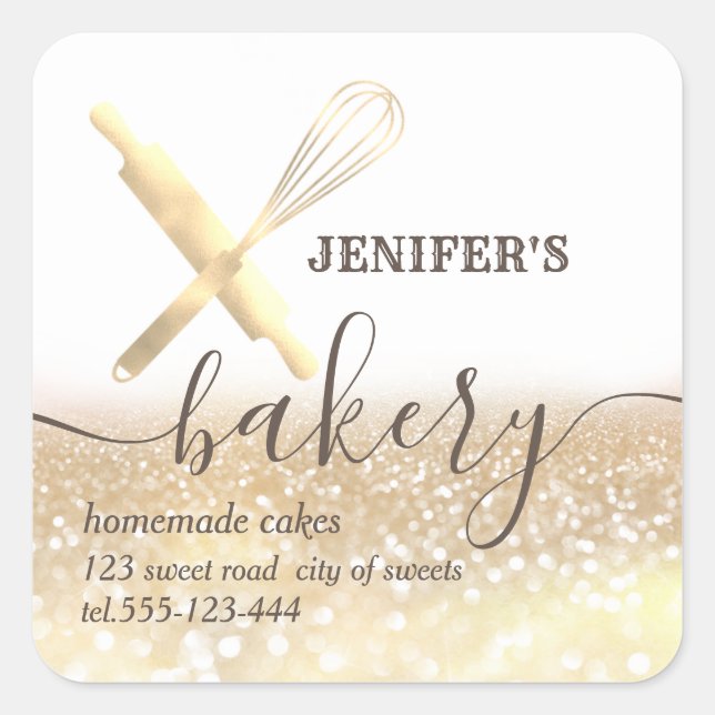 Adesivo Quadrado Pino rolante brilhante e panificação de script che (Frente)