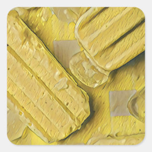 Adesivo Quadrado Pintel de cone de sorvete amarelo