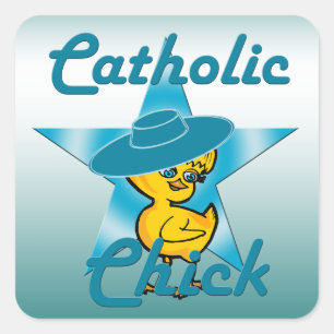 Adesivo Quadrado Pintinho católico nº 7