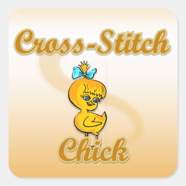 Adesivo Quadrado Pintinho Cross-Stitch (Frente)