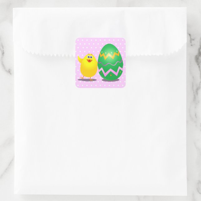Adesivo Quadrado pintinho engraçado páscoa (Bolsa)