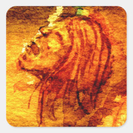 Adesivo Quadrado Pintor de Aquarelas com Tristeza de Saúde Mental