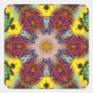 Adesivo Quadrado pintura a aquarela Harmonia cromática de pássaro