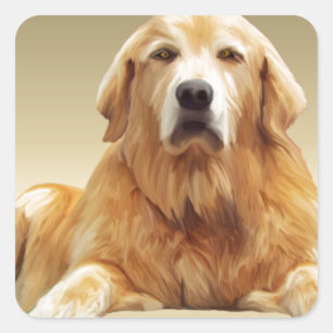 Adesivo Quadrado Pintura a cores da água do cão preto Labrador