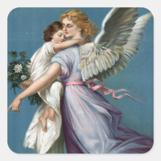 Adesivo Quadrado Pintura bonita do anjo-da-guarda