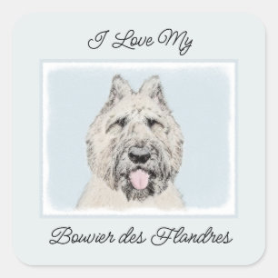 Adesivo Quadrado Pintura Bouvier des Flandres - Arte Cachorra Origi