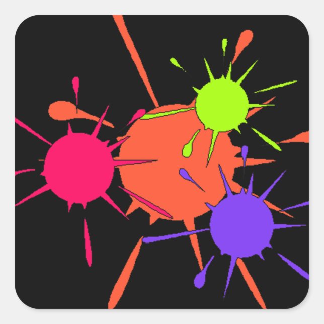 Adesivo Quadrado Pintura Colorida do Grupo de Pintball-Sticker (Frente)