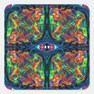 Adesivo Quadrado Pintura com torção de olhos e trippy