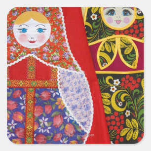 Adesivo Quadrado Pintura da boneca russa Matryoshka