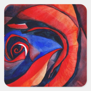 Adesivo Quadrado Pintura de abstrato de rosa vermelha de macro