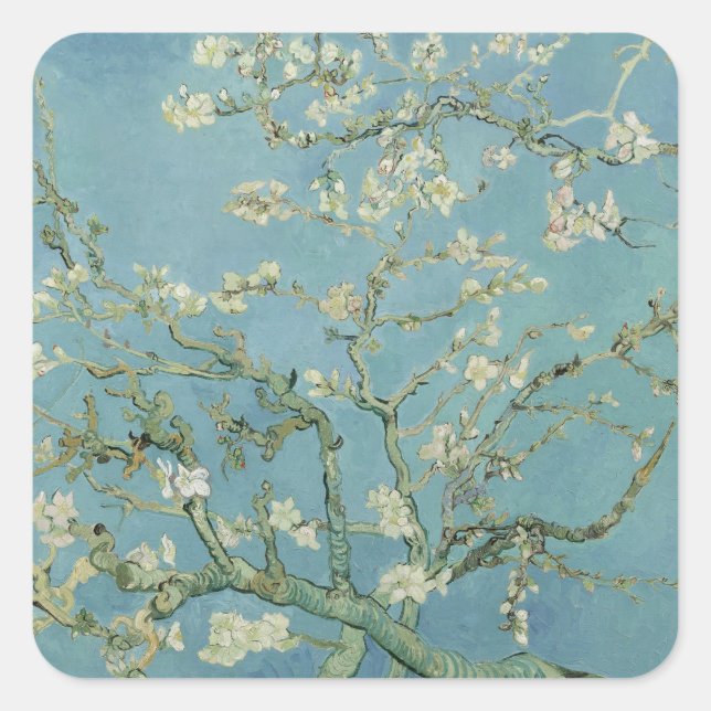 Adesivo Quadrado Pintura de Almond Blossoms por Van Gogh (Frente)