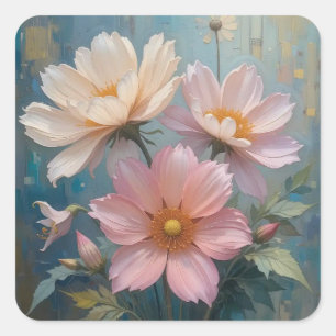 Adesivo Quadrado Pintura de Arte Floral Decorativa