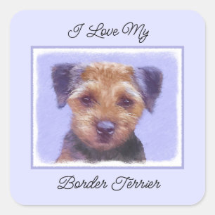 Adesivo Quadrado Pintura de Borda Terrier - Arte de Cachorro Origin