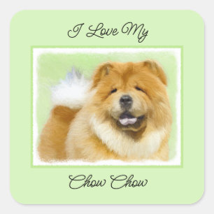 Adesivo Quadrado Pintura De Chow Chow - Arte De Cachorro Original