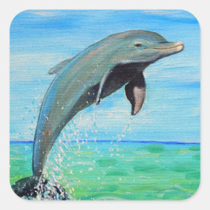Adesivo Quadrado Pintura de golfinho