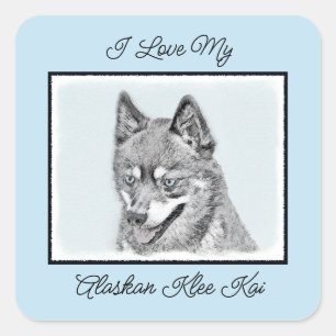 Adesivo Quadrado Pintura de Klee Kai no Alasca - Arte de Cachorro O