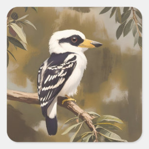 Adesivo Quadrado Pintura de Kookaburra australiana,