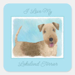 Adesivo Quadrado Pintura de Lakeland Terrier - Arte de Cachorro Ori