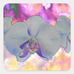 Adesivo Quadrado Pintura de orquídea abstrato colorida colorida
