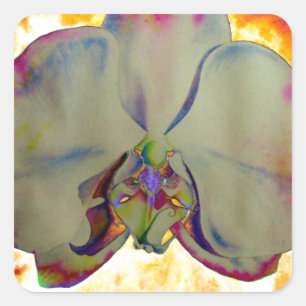 Adesivo Quadrado Pintura de orquídea Elegante de abstrato de aquare