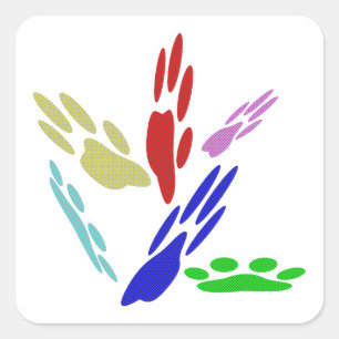 Adesivo Quadrado Pintura De Pata De Cachorro Com Bolinhas