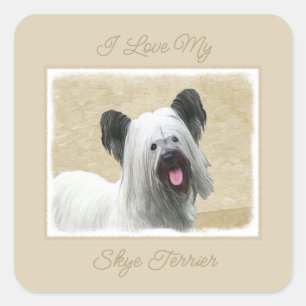 Adesivo Quadrado Pintura de Skye Terrier - Praça de Arte Cachoreira