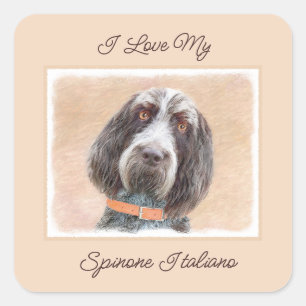 Adesivo Quadrado Pintura de Spinone Italiano - Arte de Cachorro Ori