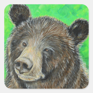 Adesivo Quadrado Pintura de Urso Marrom