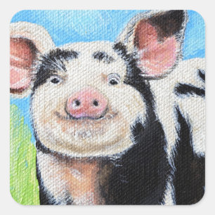 Adesivo Quadrado Pintura do Porquinho Feliz