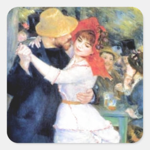 Adesivo Quadrado Pintura do renoir da dança da mulher do homem