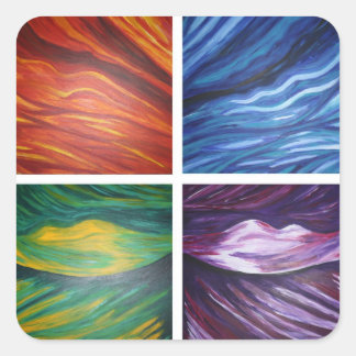 Adesivo Quadrado Pintura em abstrato acílico de elementos