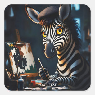 Adesivo Quadrado Pintura em face de zebra fantasma