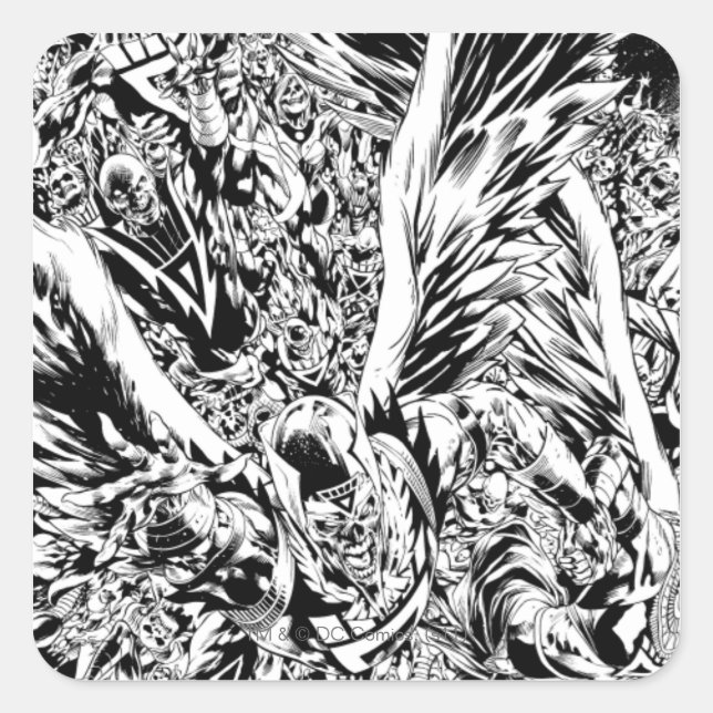 Adesivo Quadrado Pintura em grupo noturno mais negras - preto e bra (Frente)