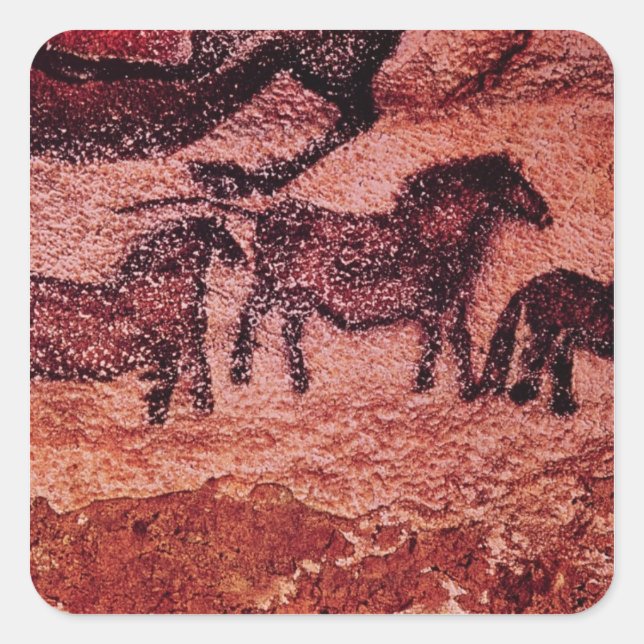 Adesivo Quadrado Pintura em rocha de tarpans, c.17000 BC (Frente)