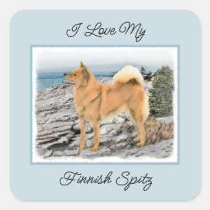 Adesivo Quadrado Pintura em Seashore - Arte Canina